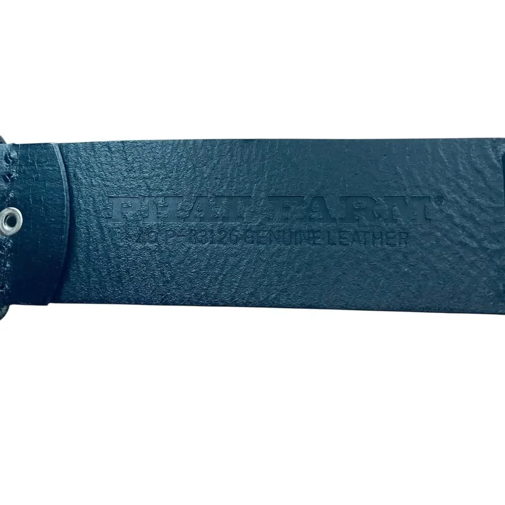 Men’s Black Belt Leather - PHAT FARM Waist 40” Retro P-83126 Y2K Hip Hop Skater